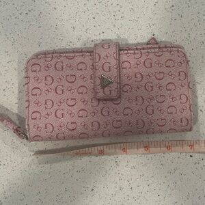 Guess Pink Patterned Wristlet with Cell Phone Pocket